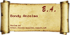 Bondy Anzelma névjegykártya